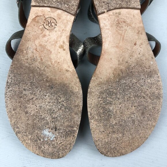 Johnston & Murphy Women's 8.5M Tia Distressed Gold Strappy Buckle Flats Sandals - Picture 10 of 14